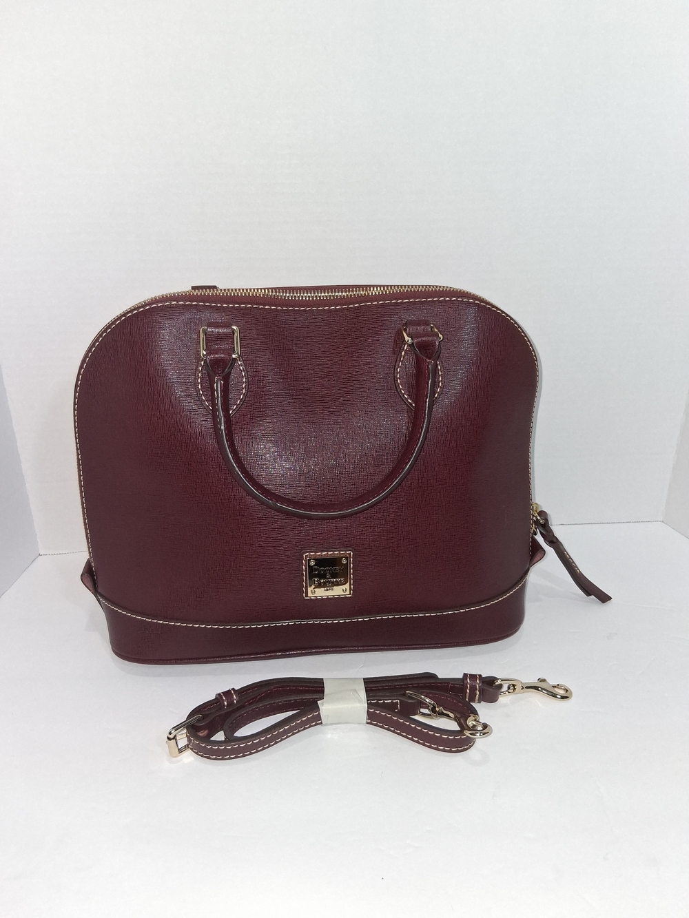 Dooney & Bourke Burgundy Satchel with Gold Hardware